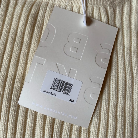 NEW Sabo Skirt Nikkou Knit Crop Tank Top Neutral Cream Neck Acrylic Australia - Picture 12 of 12